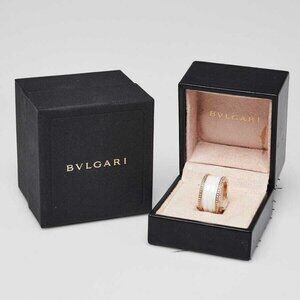 Bvlgari 18k Rose Gold with Diamond and White Ceramic B.Zero 4 Band Ring Size